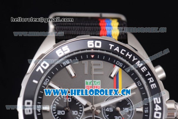 Tag Heuer Formula 1. James Hunt Miyota Quartz Steel Case with Grey Dial Stick/Arabic Numeral Markers and Black Nylon Strap - Click Image to Close